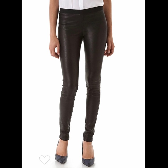 Theory 100% Leather Pants Lambskin Skinny Leggings, Purple - Picture 9 of 10